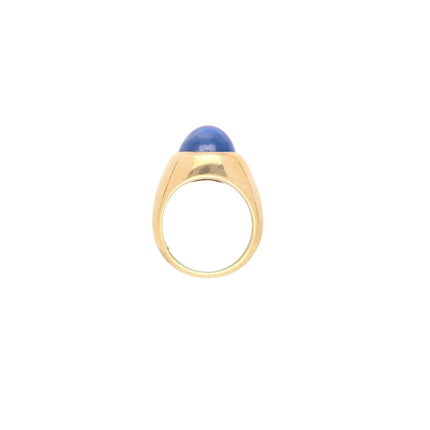 13.83 Carat No Heat Sri Lanka Blue Star Sapphire Solitaire Bezel 18K Men's Ring