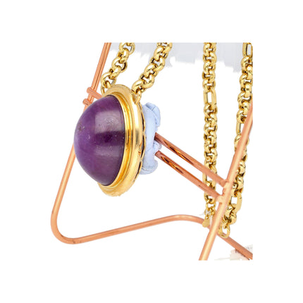 155.48 Carat No-Heat Purple Star Sapphire 18K Gold Bezel Pendant Necklace