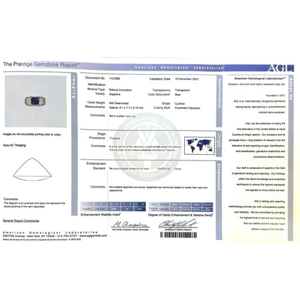 AGL Certified 3.5 Carat No Heat Blue Sapphire Platinum Mens Ring