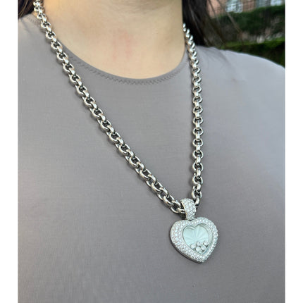 Chopard Happy Diamond 18Kt White Gold Heart Shape Pendant Necklace with Pouch & Papers