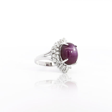GIA Cert. 9.72 Carat No Heat Star Ruby & Diamond Platinum Cocktail Ring