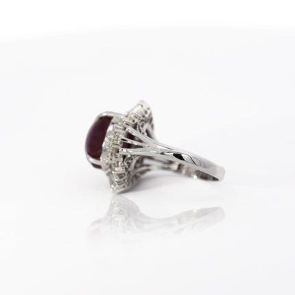 GIA Cert. 9.72 Carat No Heat Star Ruby & Diamond Platinum Cocktail Ring