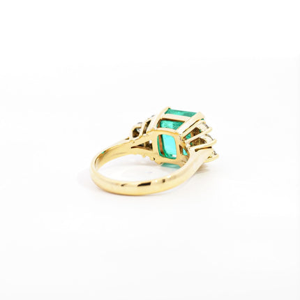 GIA Certified 4 Carat Colombian Minor Oil Emerald & Diamond Engagement Ring