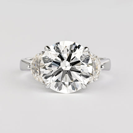 GIA Certified 5.03 Carat J/VVS1 Round Cut Diamond Ring Half Moon Cut Side Stones