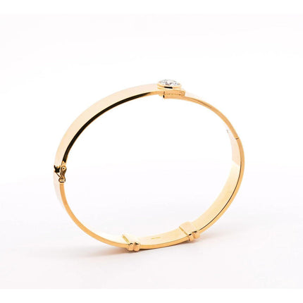 Vintage EGL Certified 2.01ct Brilliant Cut Diamond Bezel 18K Yellow Gold Bangle