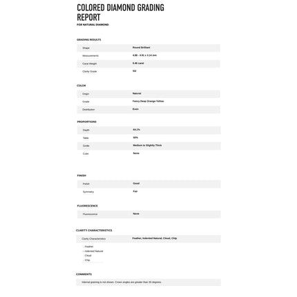 0.46 Carat Round Fancy Deep Orange Yellow Diamond Floating Halo Platinum Gold Engagement Ring-Time and Carat