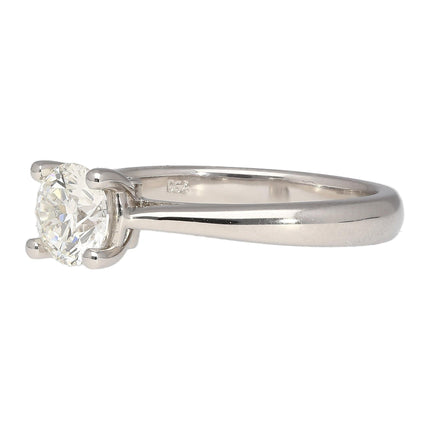 0.81 Carat Round Cut G Color VS2 Diamond Cathedral Shank Engagement Ring 18K White Gold-Time and Carat