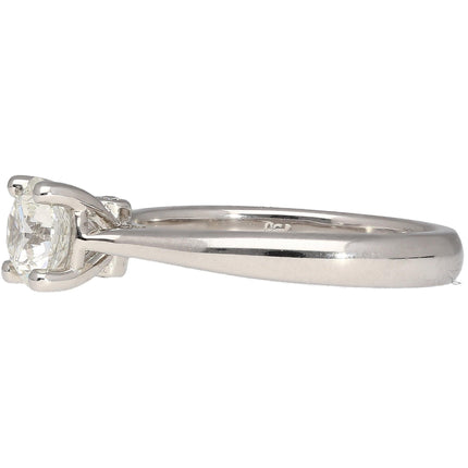 0.81 Carat Round Cut G Color VS2 Diamond Cathedral Shank Engagement Ring 18K White Gold-Time and Carat