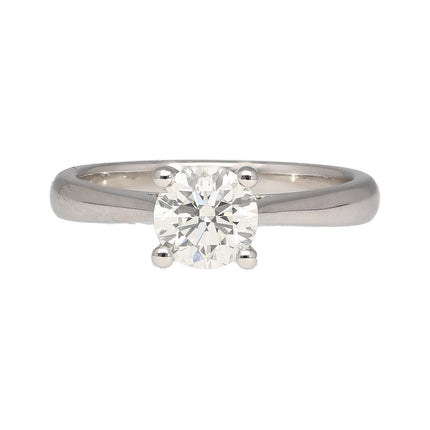 0.81 Carat Round Cut G Color VS2 Diamond Cathedral Shank Engagement Ring 18K White Gold-Time and Carat