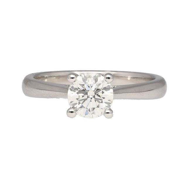 0.81 Carat Round Cut G Color VS2 Diamond Cathedral Shank Engagement Ring 18K White Gold-Time and Carat