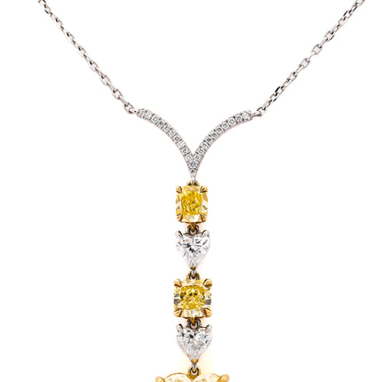 4.53ctw Fancy Intense Yellow Heart Diamond Drop Pendant 18K | GIA
