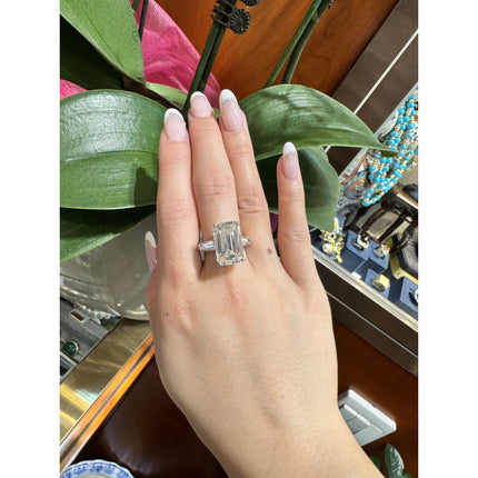 10.03 Carat Emerald Cut Elongated Diamond Tapered Baguette Three Stone Ring-Time and Carat