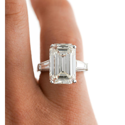 10.03 Carat Emerald Cut Elongated Diamond Tapered Baguette Three Stone Ring-Time and Carat