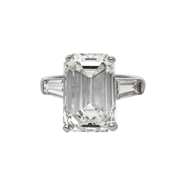 10.03 Carat Emerald Cut Elongated Diamond Tapered Baguette Three Stone Ring-Time and Carat