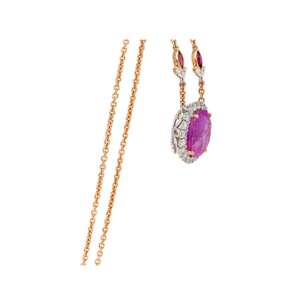 10.26 Carat Cushion Cut Pink Sapphire Diamond Ruby Necklace-Time and Carat