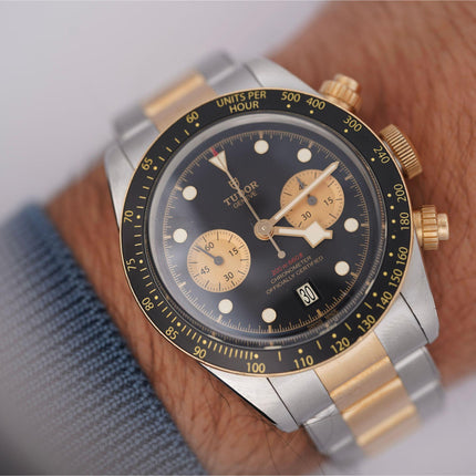 Tudor Black Bay Chrono S&G 41mm 2-Tone Black Dial Watch | Full Set Pre-Owned