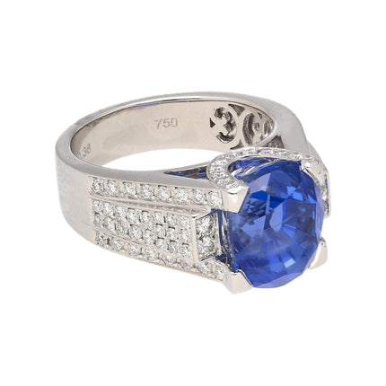 10.36 Carat No Heat Sri Lanka Oval Blue Sapphire and Diamond Ring