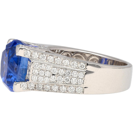 10.36 Carat No Heat Sri Lanka Oval Blue Sapphire and Diamond Ring