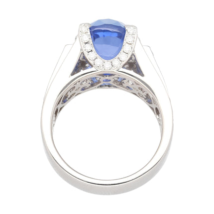 10.36 Carat No Heat Sri Lanka Oval Blue Sapphire and Diamond Ring