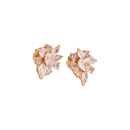 10.78 Carat Fancy Pink Diamond Heart Oval Marquise Cluster Stud Earrings-Time and Carat
