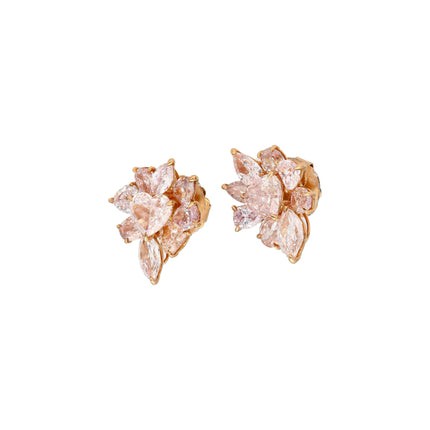 10.78 Carat Fancy Pink Diamond Heart Oval Marquise Cluster Stud Earrings-Time and Carat