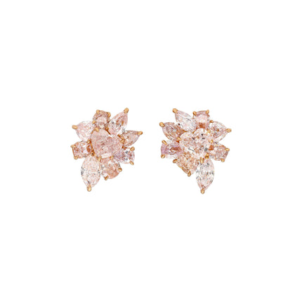 10.78 Carat Fancy Pink Diamond Heart Oval Marquise Cluster Stud Earrings-Time and Carat