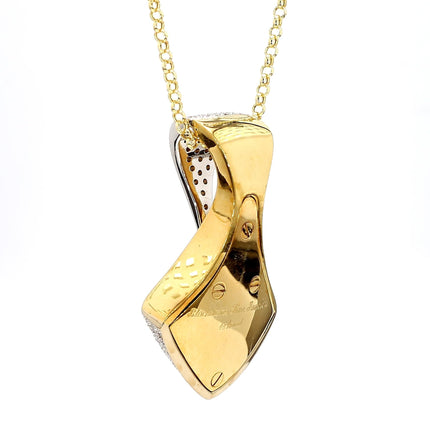 11 Carat Triangle Cut Tsavorite Garnet Diamond Pave Pendant Necklace 18K Gold Modernist-Time and Carat