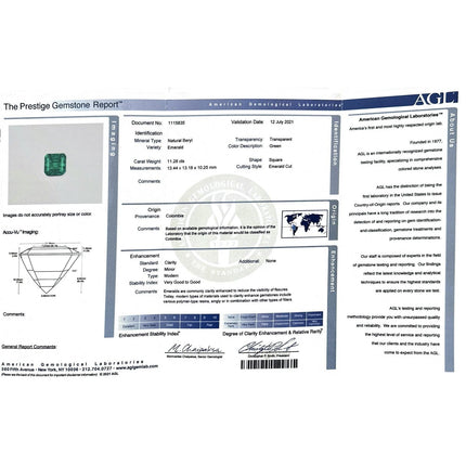 11.28 Carat Square Emerald Cut Colombian Emerald Old Euro Diamond Vintage Ring 18K Gold-Time and Carat