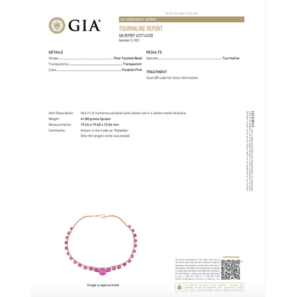 120 Carat Pear Checkerboard Cut Rubellite Tourmaline Bead Necklace 22K Gold-Time and Carat