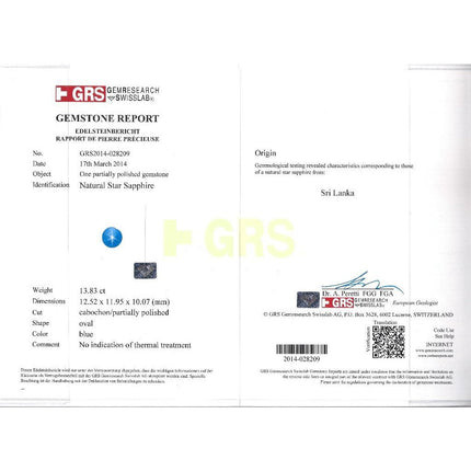 13.83 Carat Cabochon Cut Blue Star Sapphire Bezel Solitaire Ring-Time and Carat