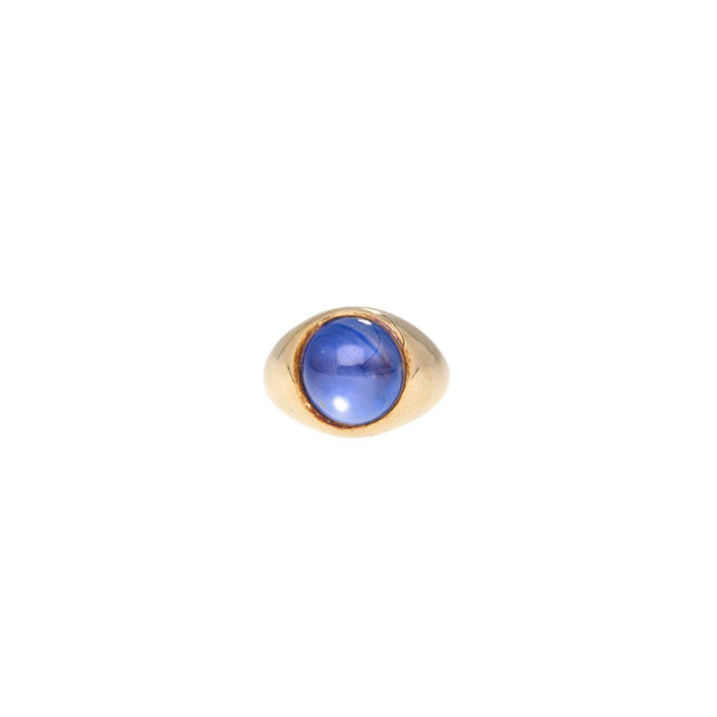 13.83 Carat Cabochon Cut Blue Star Sapphire Bezel Solitaire Ring-Time and Carat
