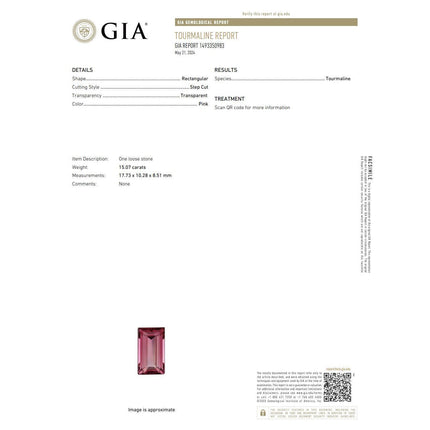 15.07 Carat Emerald Cut Pink Tourmaline Diamond Split Shank Cocktail Ring Platinum Gold-Time and Carat
