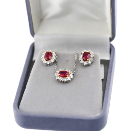 0.83 Carat Oval Burma Ruby Round Brilliant Diamond Single Halo 18K White Yellow Gold Pendant Necklace