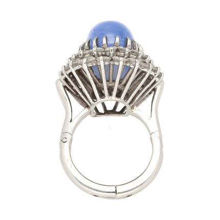 16.30 Carat No Heat Lavender Blue Star-Sapphire in Platinum and 18K Ring