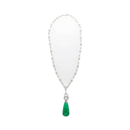 17.04 Carat Drilled Drop Old Mine Colombian Emerald Baguette Fancy Diamond Necklace-Time and Carat