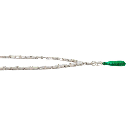 17.04 Carat Drilled Drop Old Mine Colombian Emerald Baguette Fancy Diamond Necklace-Time and Carat