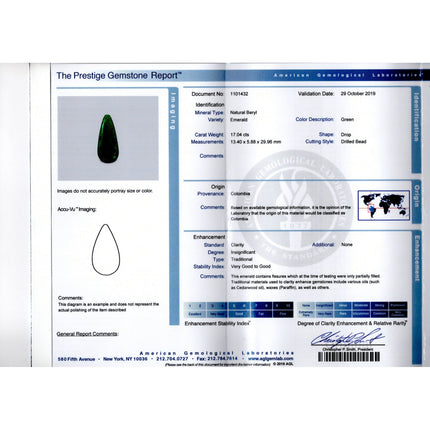 17.04 Carat Drilled Drop Old Mine Colombian Emerald Baguette Fancy Diamond Necklace-Time and Carat