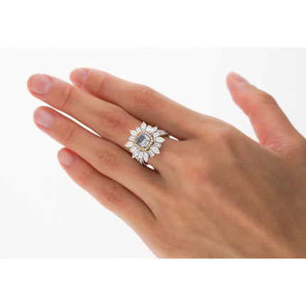 1.01 Carat Cushion Cut Fancy Dark Bluish Gray Diamond Baguette Marquise Ring-Time and Carat