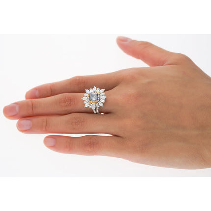 1.01 Carat Cushion Cut Fancy Dark Bluish Gray Diamond Baguette Marquise Ring-Time and Carat