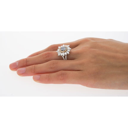 1.01 Carat Cushion Cut Fancy Dark Bluish Gray Diamond Baguette Marquise Ring-Time and Carat