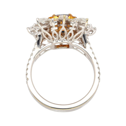 1.01 Carat Cushion Cut Fancy Dark Bluish Gray Diamond Baguette Marquise Ring-Time and Carat