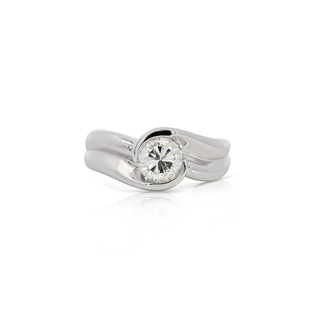 1.01 Carat Round Brilliant Diamond Bypass Ring Platinum-Time and Carat