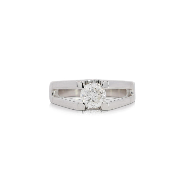 1.03 Carat Round Brilliant Diamond Split Shank Solitaire Ring Platinum-Time and Carat