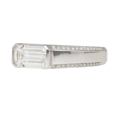 1.33 Carat Emerald Cut D Color VVS2 Diamond East West Band Ring 18K White Gold-Time and Carat