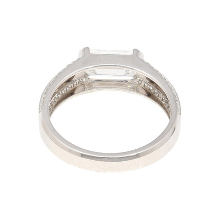 1.33 Carat Emerald Cut D Color VVS2 Diamond East West Band Ring 18K White Gold-Time and Carat