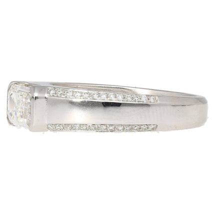 1.33 Carat Emerald Cut D Color VVS2 Diamond East West Band Ring 18K White Gold-Time and Carat