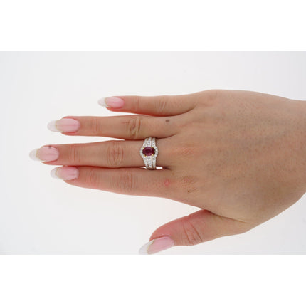 1.37 Carat Burma Pigeon Blood Ruby Diamond Two Tone Gold Ring-Time and Carat
