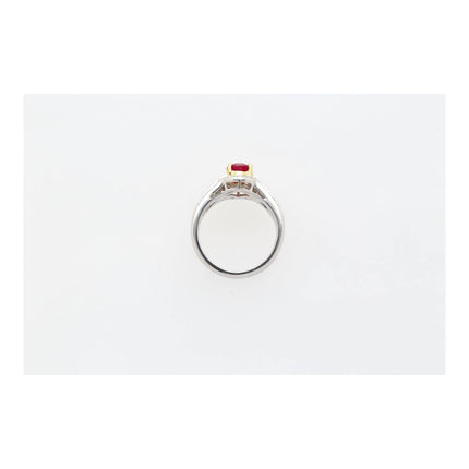 1.37 Carat Burma Pigeon Blood Ruby Diamond Two Tone Gold Ring-Time and Carat