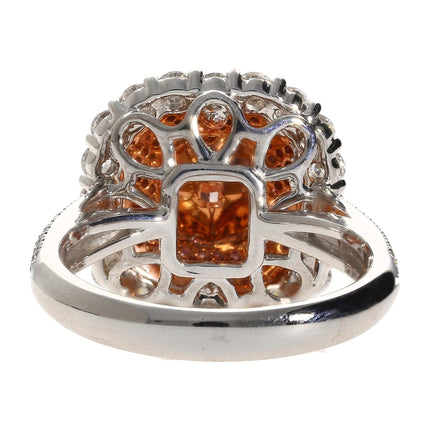 1.50 Carat Radiant Cut Fancy Light Orangey Pink Diamond Cathedral Halo Engagement Ring-Time and Carat