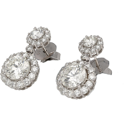 1.51 Carat 1.50 Carat Round Diamond Halo Drop Earrings-Time and Carat